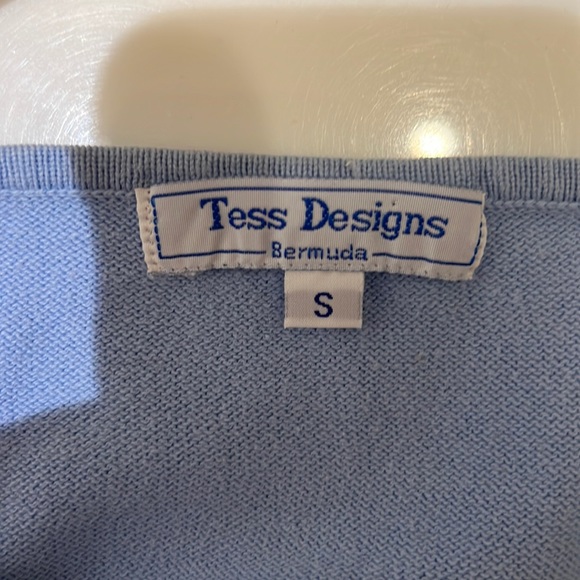 LIGHT BLUE 100% COTTON SWEATER SET BY TESS DESIGNS OF BERMUDA - Picture 5 of 5